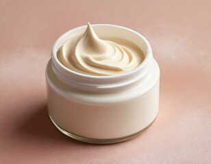 Aesthetic mockup of cosmetic cream in a jar, studio shot