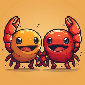 happy cartoon crabs orange red clip art preview