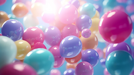 April fools day colorful balloons blur background - obrazy, fototapety, plakaty