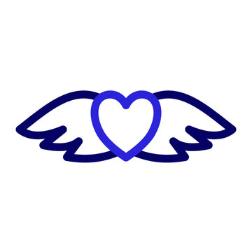 This is the Heart Wings icon from the Love and Celebration icon collection with an line color style