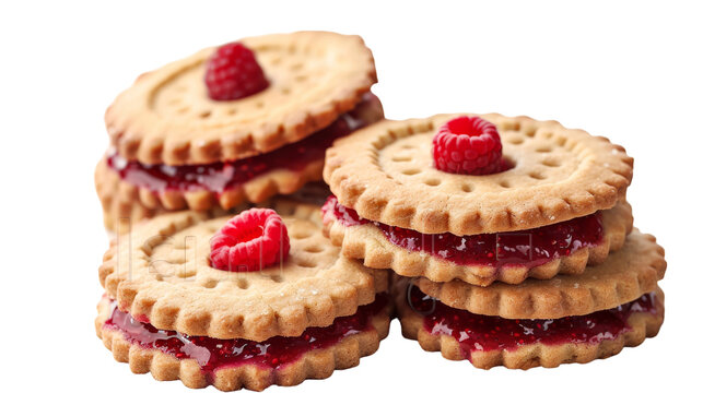 Raspberry Linzer Cookies Isolated on Transparent Background