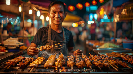 Asian street food vendor - obrazy, fototapety, plakaty
