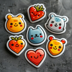 set of funny cartoon hearts