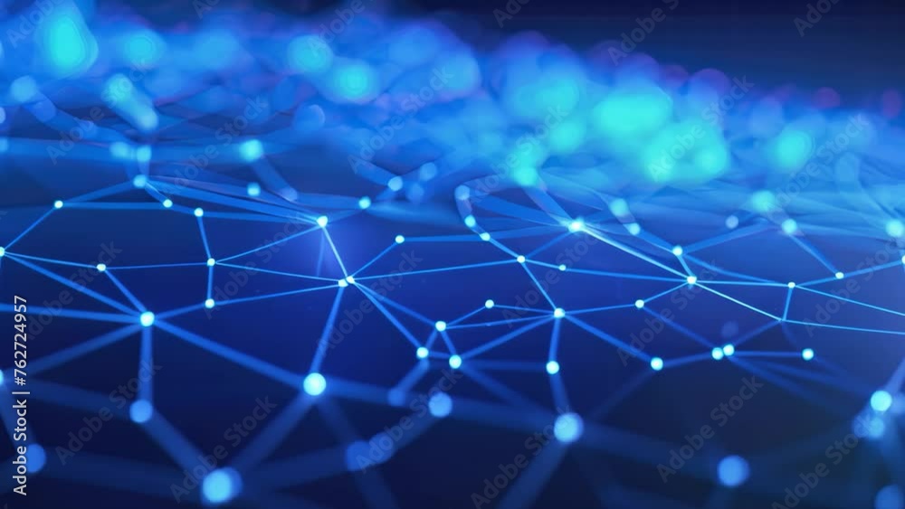 Poster 3d rendering of abstract blue background with connecting dots and lines. abstract blue technology ba