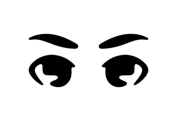 Eyes with eyelashes and eyebrows, cartoon and doll. Face, male and female, people in anime style, illustration - obrazy, fototapety, plakaty