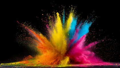 Color Symphony: Abstract Pattern of Colored Dust Splash in Bright Explosion
