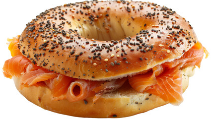 Smoked Salmon Bagel Isolated on Transparent Background