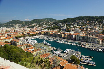 Fototapeta na wymiar The panorama of Port Lympia, Nice, France