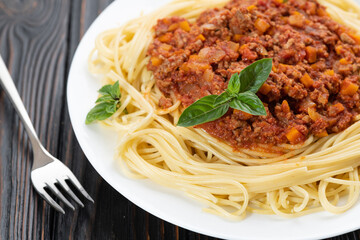 Traditional Italian pasta bolognese