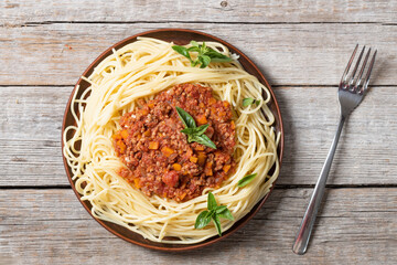 Traditional Italian pasta bolognese