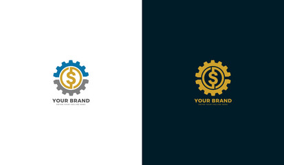 Dollar gear logo. Dollar coin gear icon, finance, business. Vector illustration
