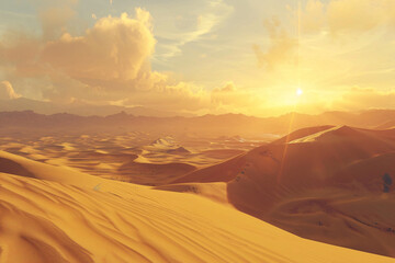  An exotic desert landscape with towering sand dunes - obrazy, fototapety, plakaty