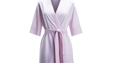 An elegant womens robe adorned with a delicate pink sash, exuding grace and sophistication