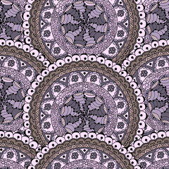 Hand draw seamless pattern with arabic, oriental, indian motiv. Traditional ornament, paisley