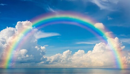 blue sky and clouds with rainbow