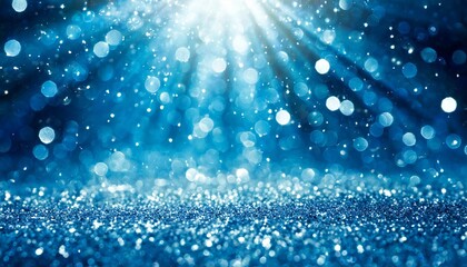 blue glitter sparkles defocused rays lights bokeh abstract christmas background