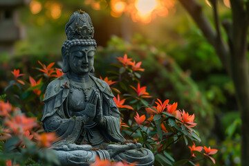 Buddha statue in garden