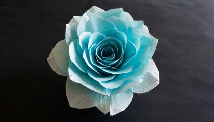 isolated single paper flower iceberg floribunda rose made from crepe paper - obrazy, fototapety, plakaty