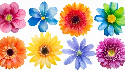 rainbow flowers set floral decor colorful watercolor flowers hand drawn floral decoration birhday card decor decorative elements with lgbt colors