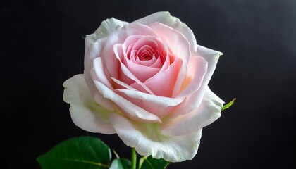 beautiful pale pink rose isolated on a black background