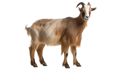 A majestic brown goat standing gracefully on top of a pristine white floor