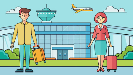 traveling couple vector illustration