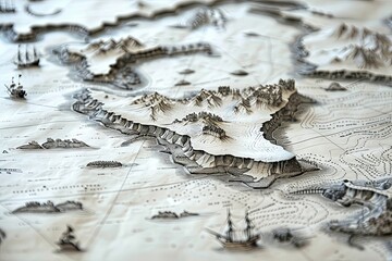 A mapmaker meticulously documenting the coastline of various countries on a detailed map of the world. Generative AI
