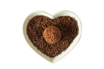 Brigadeiro brazilian chocolate balls party candy with chocolate flakes front view isolated png