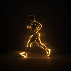 Fototapeta na wymiar Dynamic 3D Rendered Icon with Energetic Silhouette of Person Running