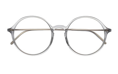 A stylish pair of glasses placed on a pristine white background
