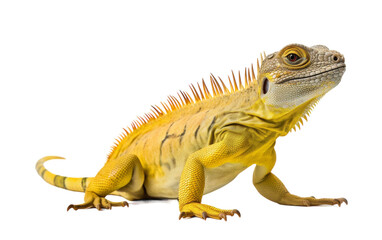 A close-up view of a regal lizard against a pure white backdrop