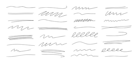 Pencil scribbles collection. Hand drawn vector lines and strokes. Grunge texture pen or pencil drawing.