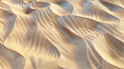 Close-Up of Wind-Formed Sand Dunes with Intricate Wave Patterns and Textures