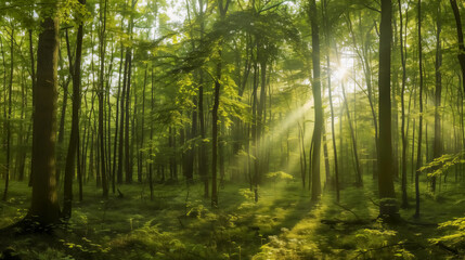 Fototapeta na wymiar Morning forest sunlight