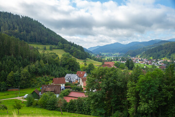 Fototapeta premium landscape of black forest village in the mountain valley in German