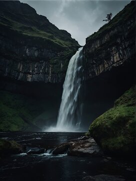 waterfall in the mountains