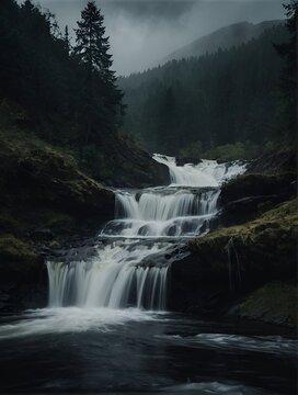 waterfall in the mountains