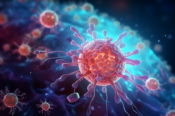 3d rendering of virus in colour background
