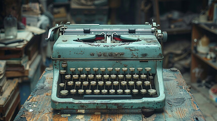 Image of antique typewriter - obrazy, fototapety, plakaty