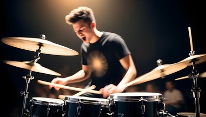 A Drummer Performing An Energetic Solo Captured I Upscaled 4
