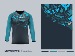 Long Sleeve front and back sport jersey design. Printable file eps 10.