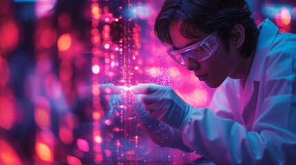 The world of science. Dynamic poster, featuring cutting-edge innovations and groundbreaking research.