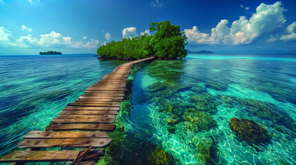 Tropical island boardwalk