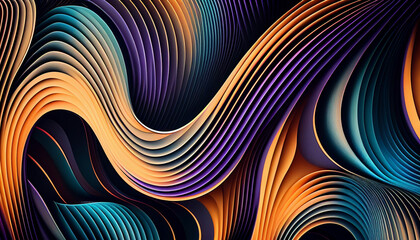 abstract colorful wave background. full frame shot of abstract background with colorful wavy lines, Ai generated image - Powered by Adobe