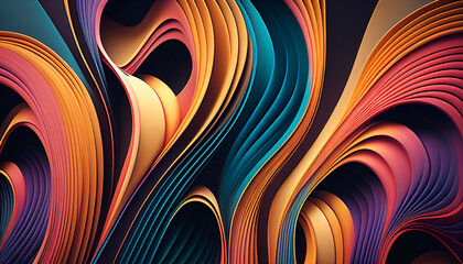 abstract colorful wave background. full frame shot of abstract background with colorful wavy lines, Ai generated image - Powered by Adobe
