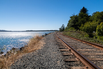 railroad tracks in the countryside
