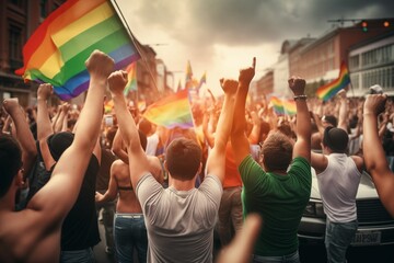 LGBTQ LGBT people protesting on a street