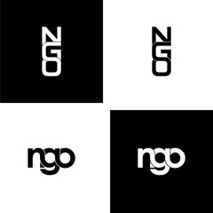 ngo lettering initial monogram logo design set