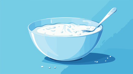 Blue bowl with milk. Illustration of dairy product