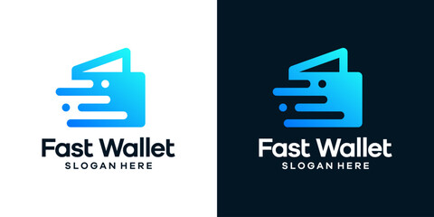 Payment wallet logo design template with quick fast graphic design vector. icon, symbol, creative. - obrazy, fototapety, plakaty